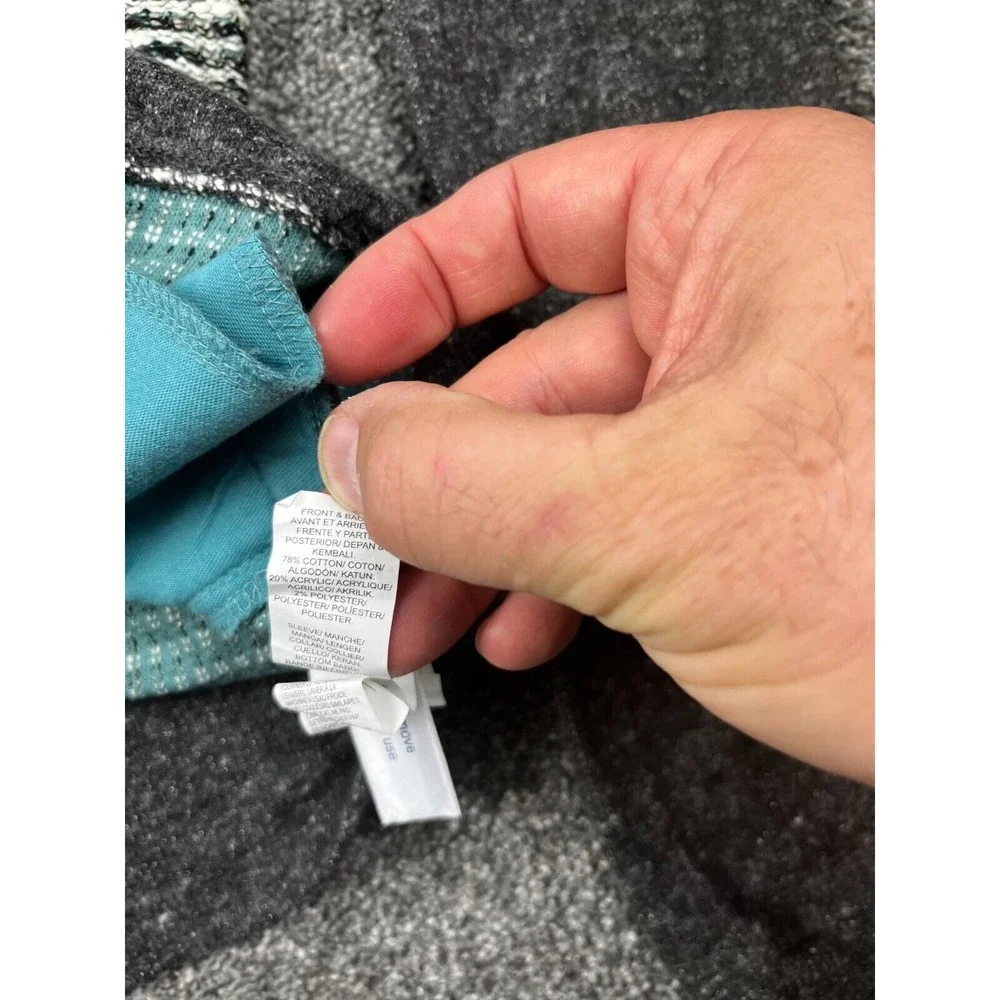 Lucky Brand‎ Sweater Womens XS Knit Boucle Stripe Full Zip Jacket Black & Gray